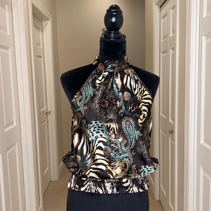 Papaya Halter Neck Silky Top